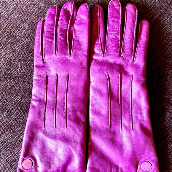 Coach Pink Purple Leather Gloves